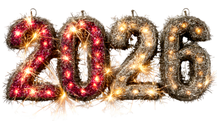 Colorful and transparent 3D rendering of the year 2026 with a futuristic design against a for new year celebrations and designs