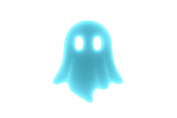 Cartoon blue ghost floating and glowing, creating a spooky cute spirit for halloween or fantasy animated concept