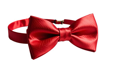 Shiny red bow tie, silk fabric, symmetrical, and textured