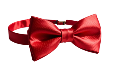Shiny red bow tie, silk fabric, symmetrical, and textured