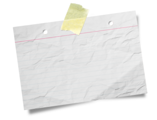 Real notepad with grid line isolated. White grid notepaper journal sticker. A blank sheet of checkered paper.	
