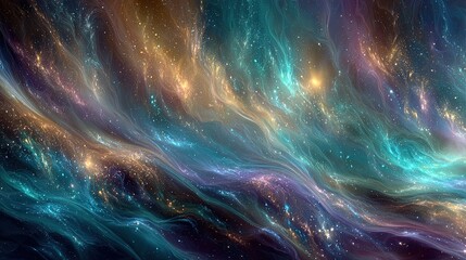 Abstract Colorful Nebula With Glittering Stars