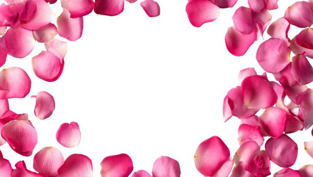 Pink rose petals form a frame around a black center