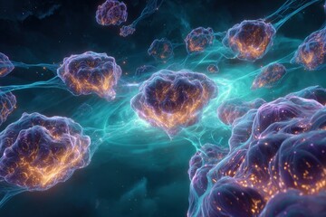 Abstract Glowing Cellular Structures