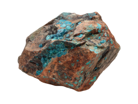 Rough, uneven stone,  turquoise inclusions - Powered by Adobe