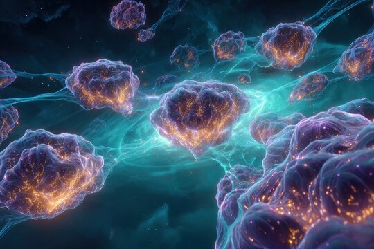 Abstract Glowing Cellular Structures