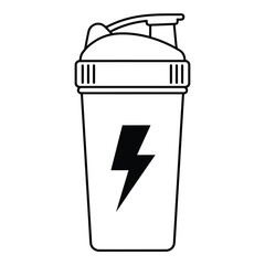 Protein shaker bottle with lightning bolt symbol for fitness and workout nutrition drink