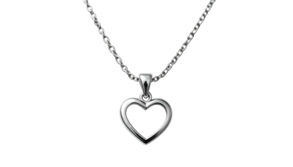 Shiny silver heart pendant on delicate chain