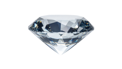 Clear faceted diamond, isolated on a stark black background