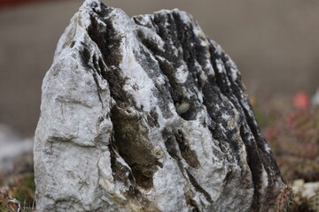 Closeup of light rock surface with cracks