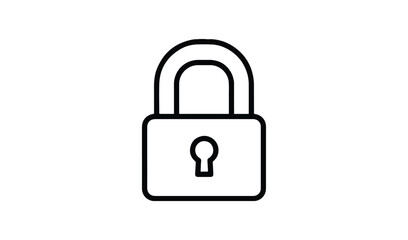 Simple outline icon of a padlock representing security and protection