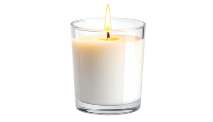 Lit candle in a clear glass jar glowing against a black background