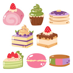 vector illustration of cakes and sweets