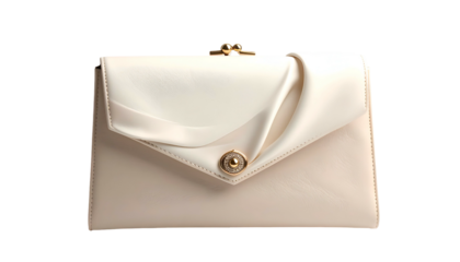 Elegant ivory clutch with a sculpted flap and gold clasp closure
