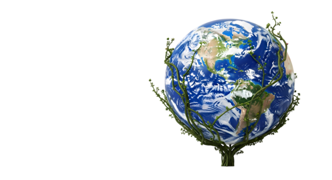 Fragmented Earth Globe on transparent background