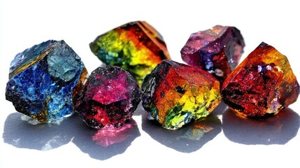 Colorful Gemstone Collection On White Background