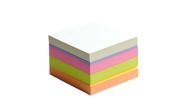 Stacked square pastel papers form cube