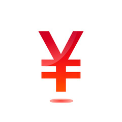Obraz premium Shiny Red Yen Symbol on Black on transparent background