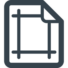 Document icon with corner fold and graphic overlay on transparent background representing design layout or blueprint for graphic design and architecture