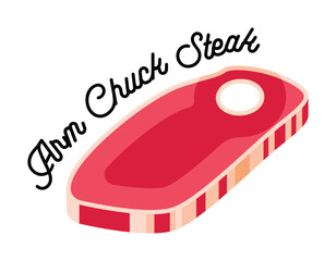 Arm Chuck Steak Cut of Meat Illustration.