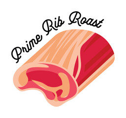 Prime Rib Roast Meat Cut Illustration.