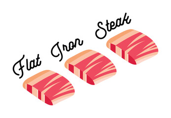 Flat Iron Steak Cuts Illustration.