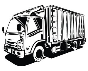 Vector illustration of a closed van truck.