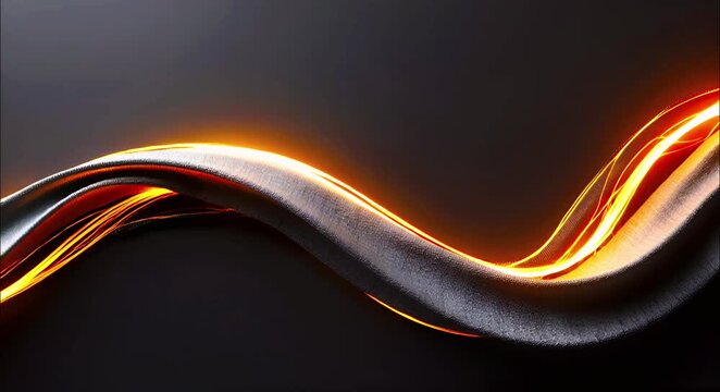 Abstract dark futuristic vector design with glowing blue and orange wave lines, motion effect, and smoke pattern backdrop