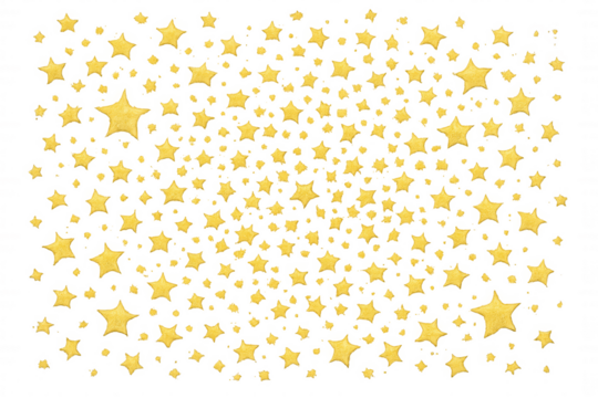 Golden glitter stars forming festive falling confetti pattern for celebration overlay with transparent background