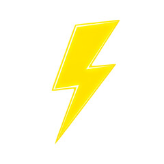 Yellow Lightning Bolt Symbol on Black on transparent background