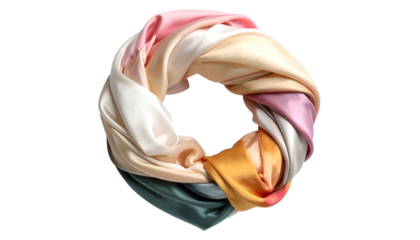 Silk scarf formed circular, swirling pastel tones