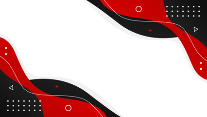 Abstract black and red fluid wave background with geometric shapes. Modern dynamic wallpaper. Template banner background for sales, business, ads, events, web, pages, and more