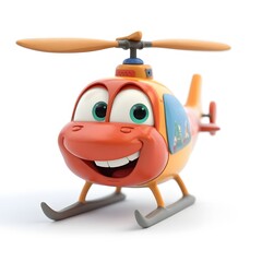 Fototapeta premium Adorable Cartoon Helicopter Character Flying High in the Sky