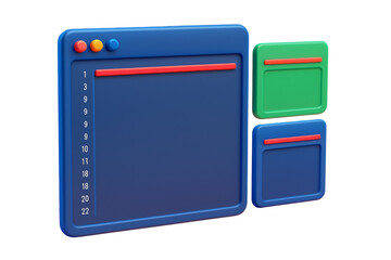 Fototapeta premium Abstract colorful coding interface with three stylized UI windows, isolated in clean layout on white background, concept of web development. Ai generative