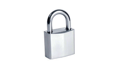 Naklejka premium Polished metallic padlock centered against a stark black background