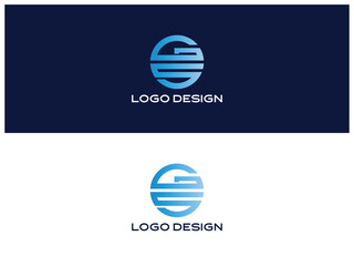 Blue GS Circular Letter Logo Design with Modern Gradient Style for Tech, Business, or Corporate Brand