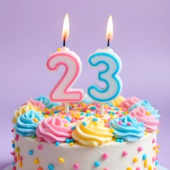 Celebrating Twenty Third Birthday Fun Cake with Candles and Sprinkles