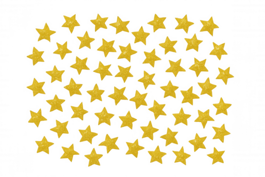 Golden stars glittering pattern with transparent background, festive celebration award success concept