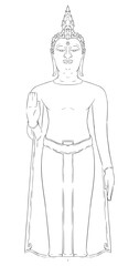 Buddha Statue Drawing in Thai style Vector illustration
