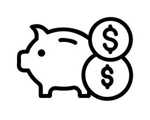 Obraz premium Piggy bank with two dollar coins for savings