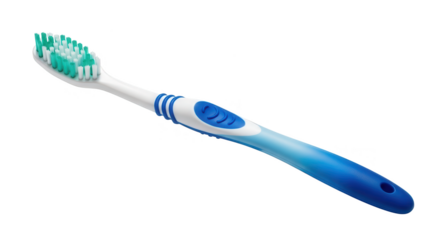 Blue And Green Toothbrush With Ergonomic Handle On Black Background