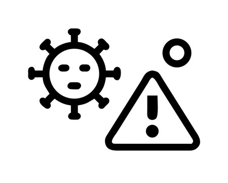 Warning sign next to a virus icon