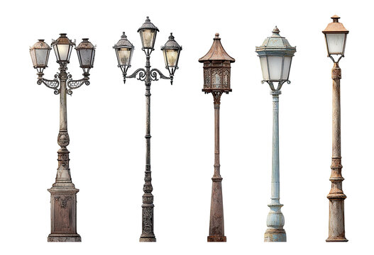 Vintage street lamps in various styles