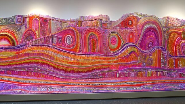 Vibrant abstract art exhibition gallery artwork indoor eye-level colorful expression