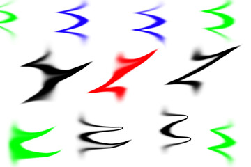 Abstract swirling shapes in vibrant colors on white background