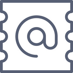 Email Symbol At Sign Inside Ticket Shape On Transparent Background
