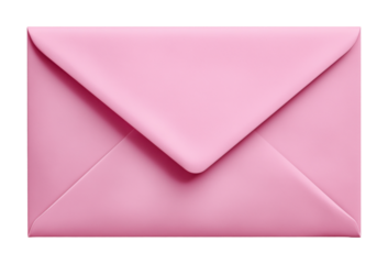 Pink paper envelope isolated on transparent background