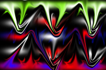 Abstract swirling colors with neon highlights and dark background