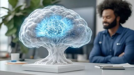 Innovative technology visualization office space 3d model modern environment close-up creativity