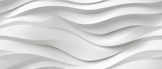 Obraz premium Seamless white abstract background with layered wavy texture. Smooth flowing shapes create a continuous 3D pattern with soft shadows